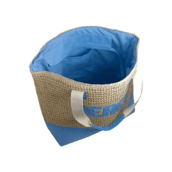 Borsa mare azzurra effetto rafia da Donna con scritta BEACH Camomilla Milano