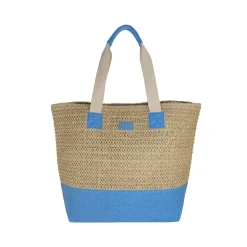 Borsa mare azzurra effetto rafia da Donna con scritta BEACH Camomilla Milano