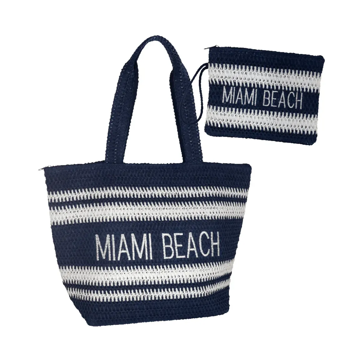 Borsa mare blu a righe da Donna effetto paglia Camomilla Milano