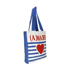 Borsa mare blu e bianca da Donna con stampa cuore Camomilla Milano