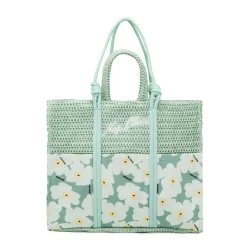 Borsa mare da Donna azzurro acqua con motivo floreale Naj Oleari