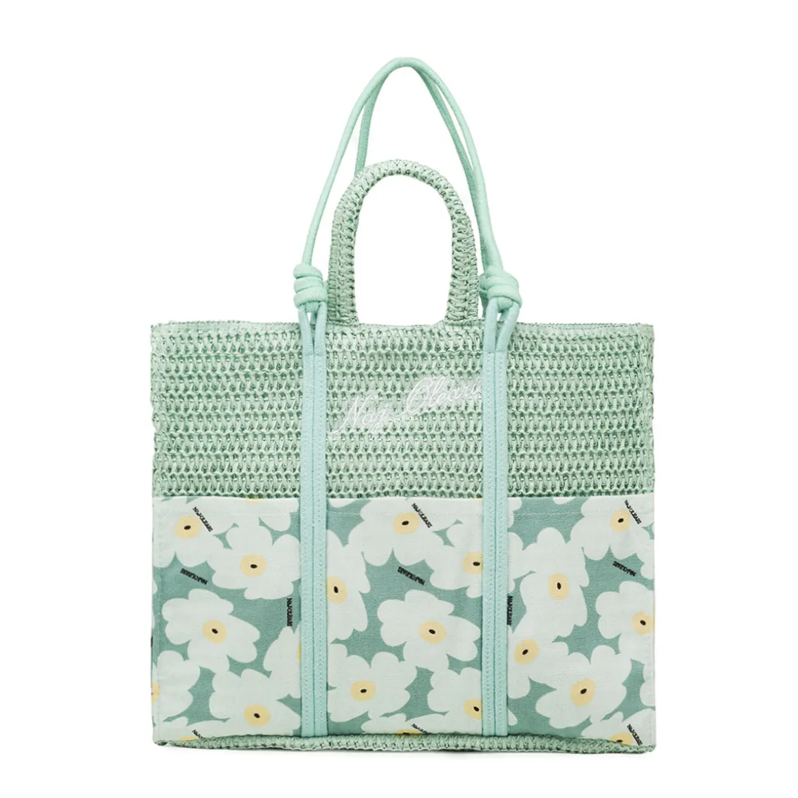 Borsa mare da Donna azzurro acqua con motivo floreale Naj Oleari