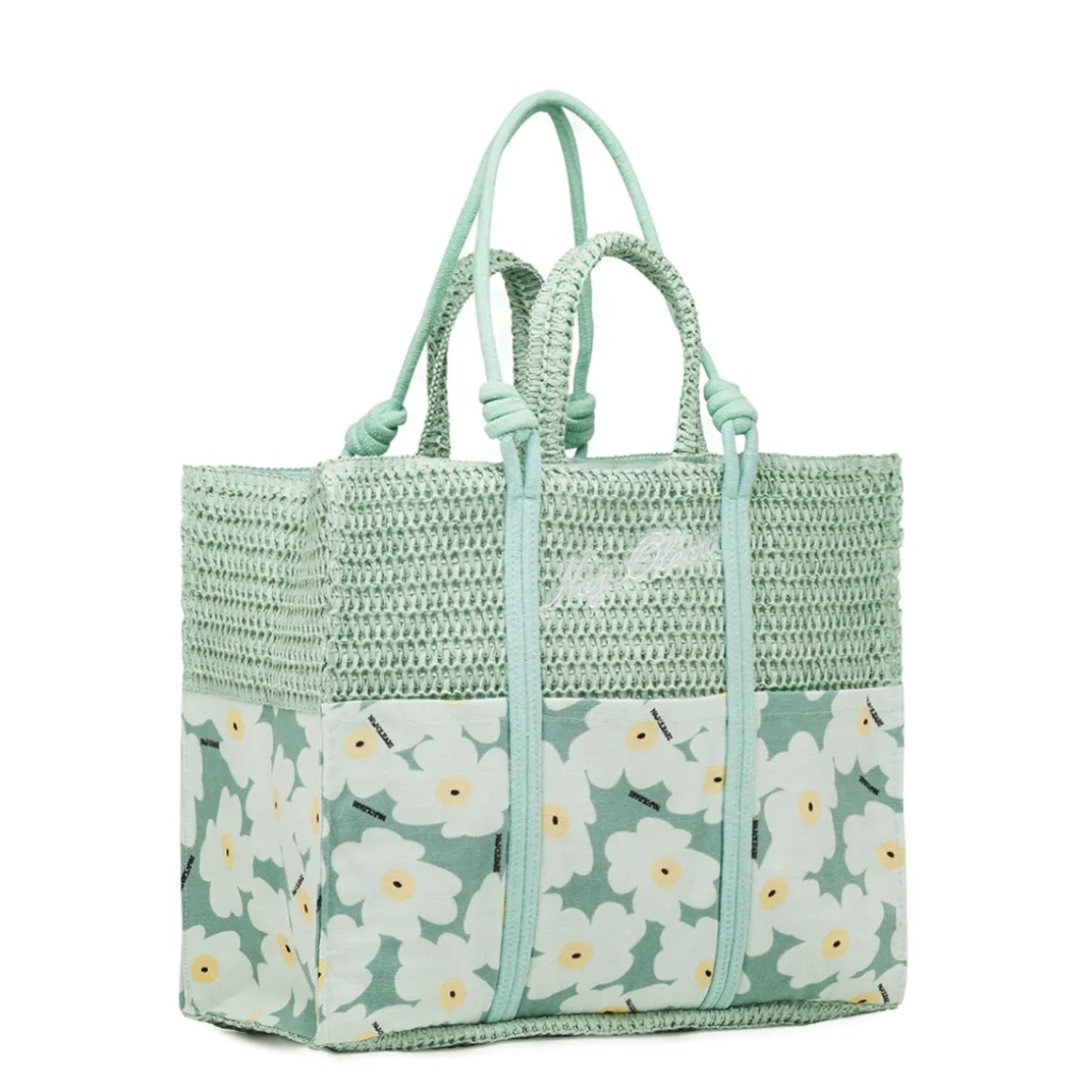 Borsa mare da Donna azzurro acqua con motivo floreale Naj Oleari