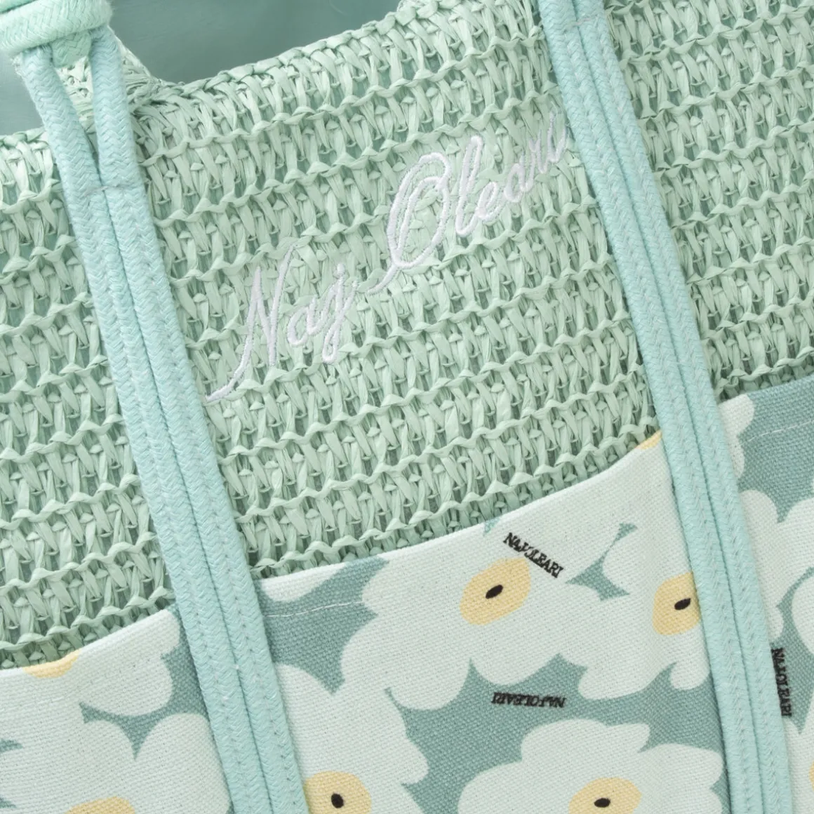 Borsa mare da Donna azzurro acqua con motivo floreale Naj Oleari