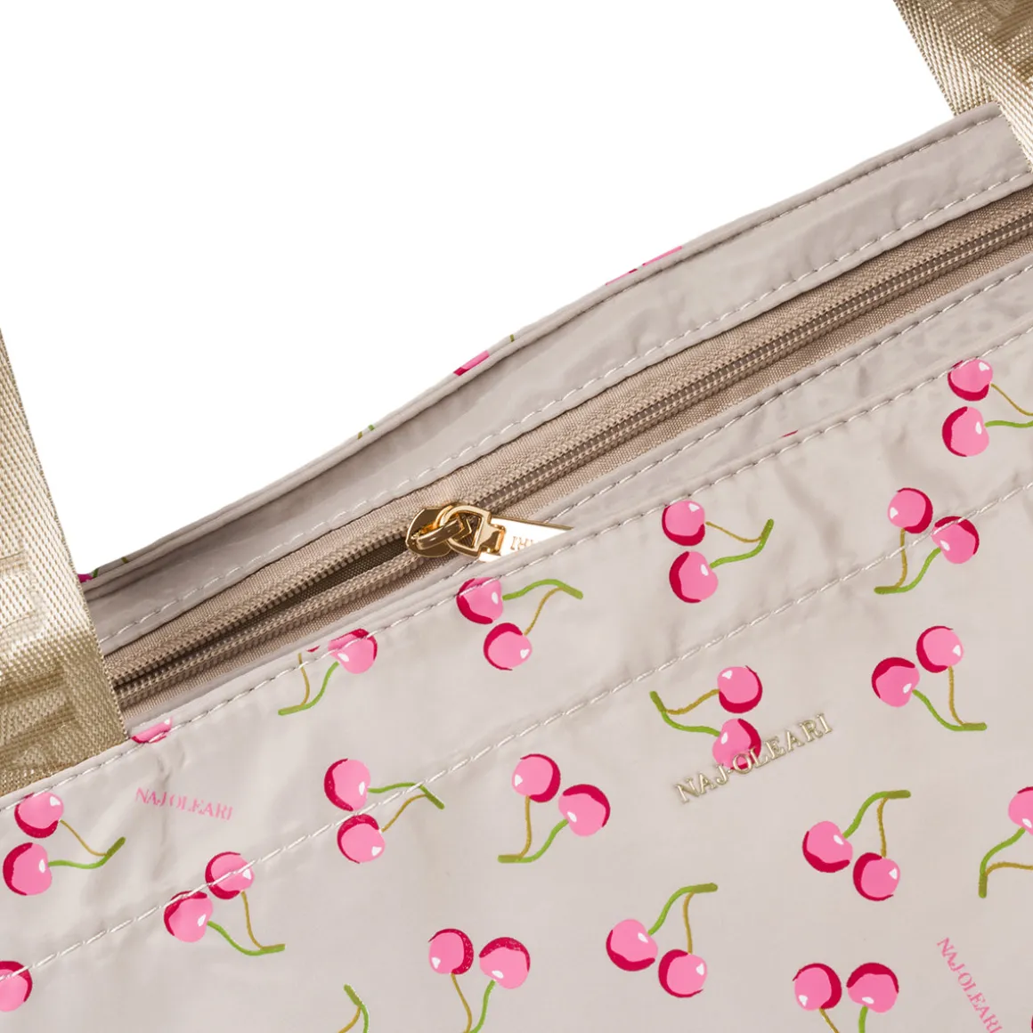 Borsa mare da Donna beige con fantasia ciliegie Naj Oleari