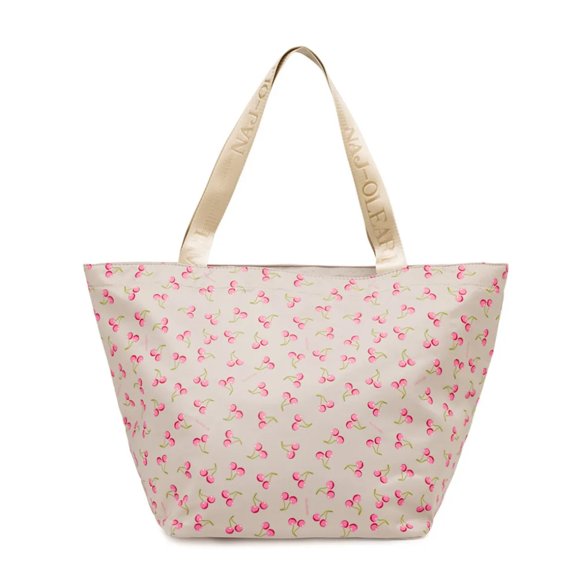 Borsa mare da Donna beige con fantasia ciliegie Naj Oleari