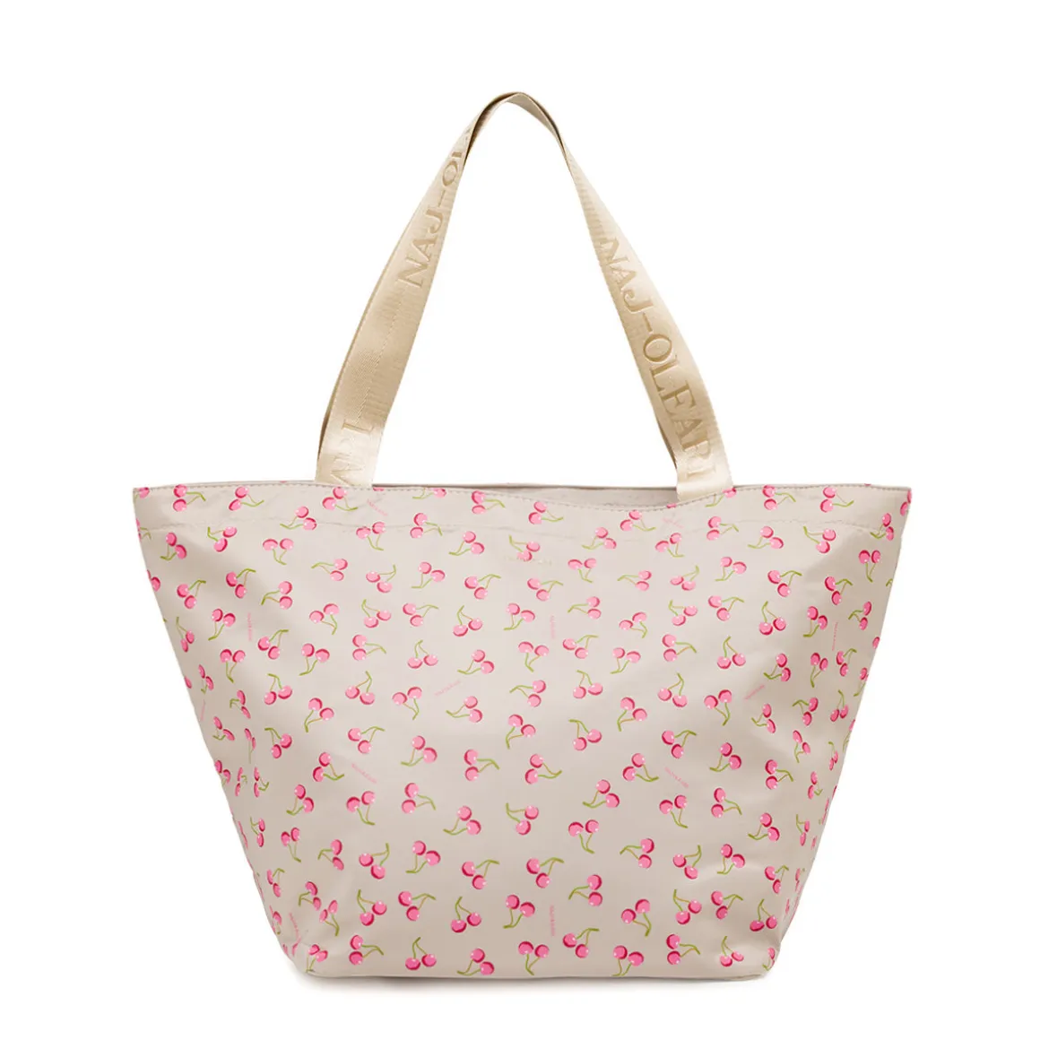 Borsa mare da Donna beige con fantasia ciliegie Naj Oleari