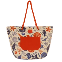 Borsa mare da Donna beige con stampa conchiglie blu Camomilla Milano