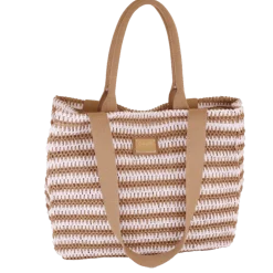 Borsa mare da Donna beige e bianco effetto paglia Camomilla Milano