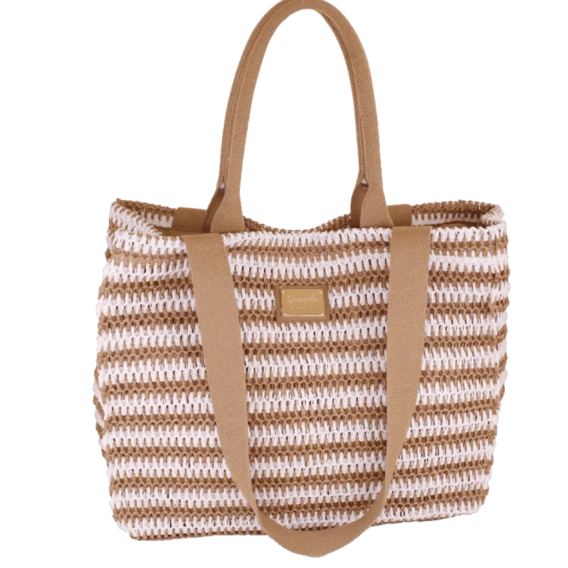 Borsa mare da Donna beige e bianco effetto paglia Camomilla Milano