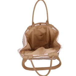Borsa mare da Donna beige e bianco effetto paglia Camomilla Milano