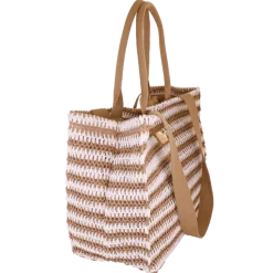 Borsa mare da Donna beige e bianco effetto paglia Camomilla Milano