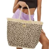 Borsa mare da Donna con fantasia leopardata e frange Camomilla Milano