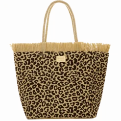 Borsa mare da Donna con fantasia leopardata e frange Camomilla Milano