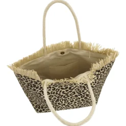 Borsa mare da Donna con fantasia leopardata e frange Camomilla Milano