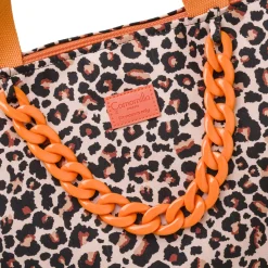Borsa mare da Donna leopardata con dettagli arancioni Camomilla Milano