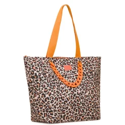 Borsa mare da Donna leopardata con dettagli arancioni Camomilla Milano
