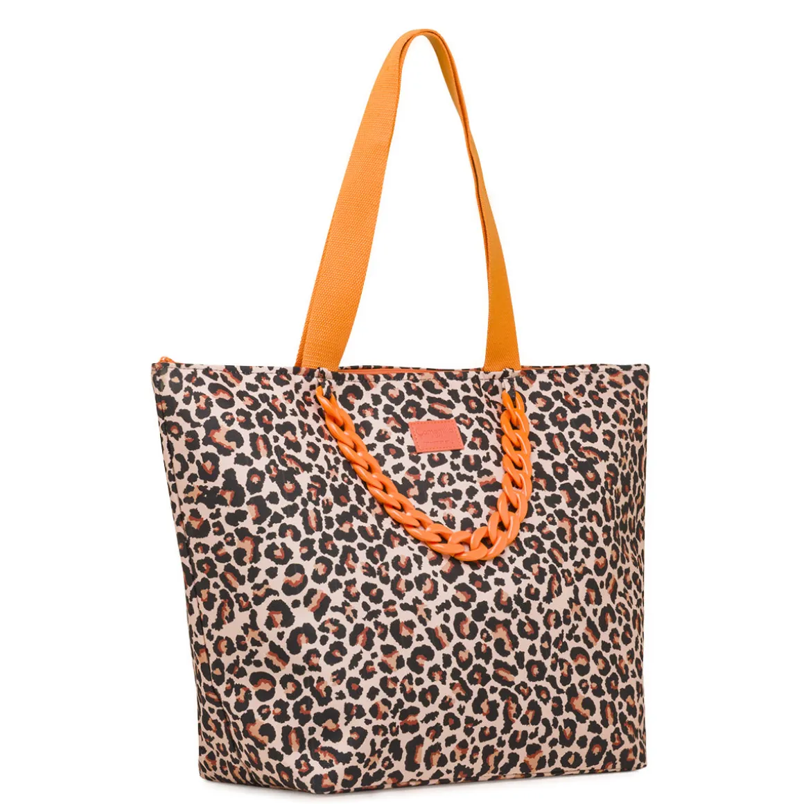 Borsa mare da Donna leopardata con dettagli arancioni Camomilla Milano