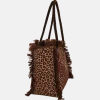 Borsa mare da Donna marrone animalier con frange Camomilla Milano