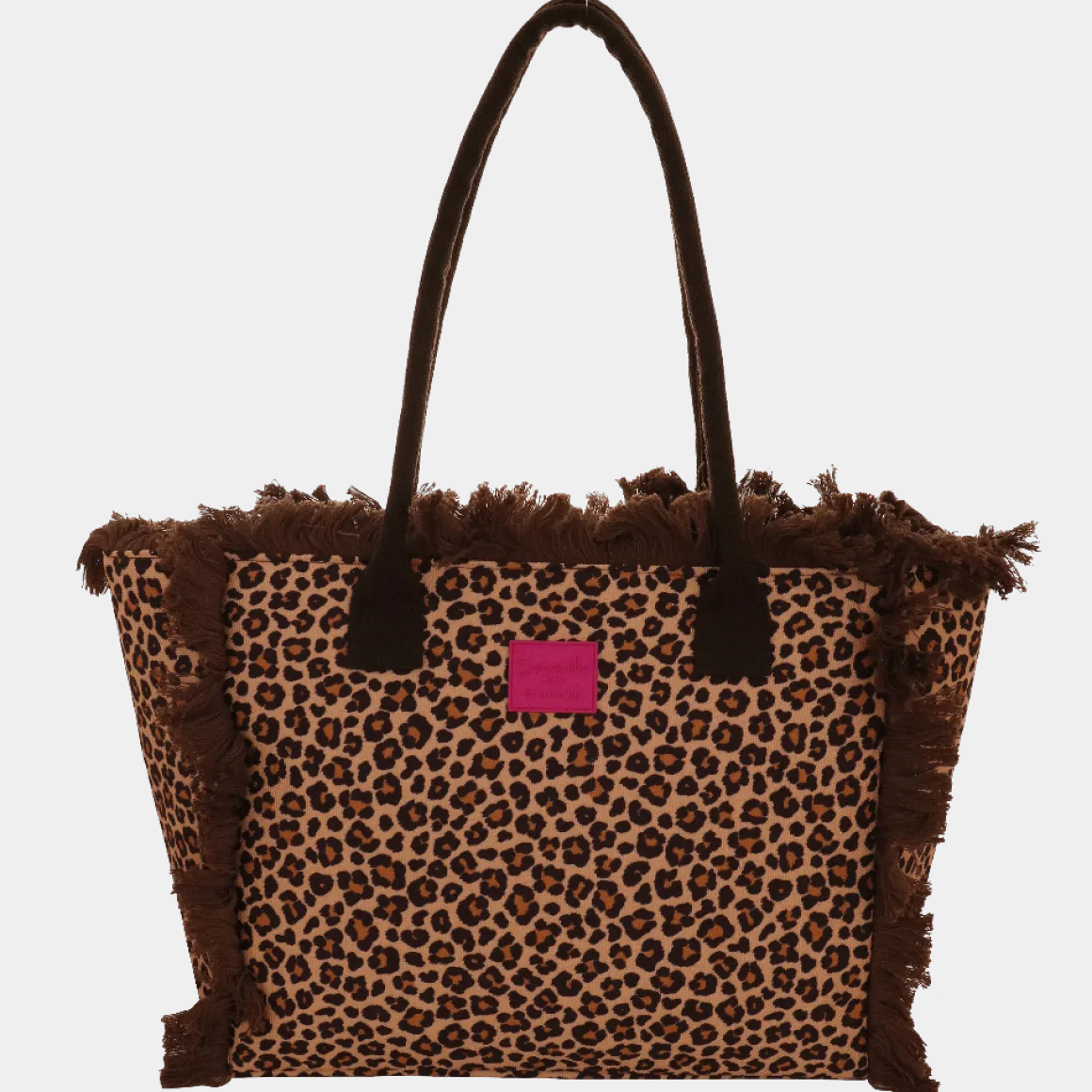 Borsa mare da Donna marrone animalier con frange Camomilla Milano