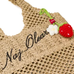 Borsa mare da Donna nude in paglia intrecciata con charm Naj Oleari