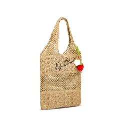 Borsa mare da Donna nude in paglia intrecciata con charm Naj Oleari