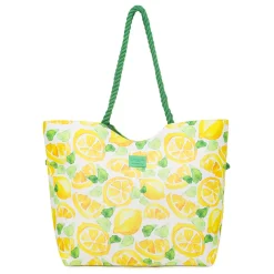 Borsa mare Donna con stampa limoni e manici in corda Camomilla Milano