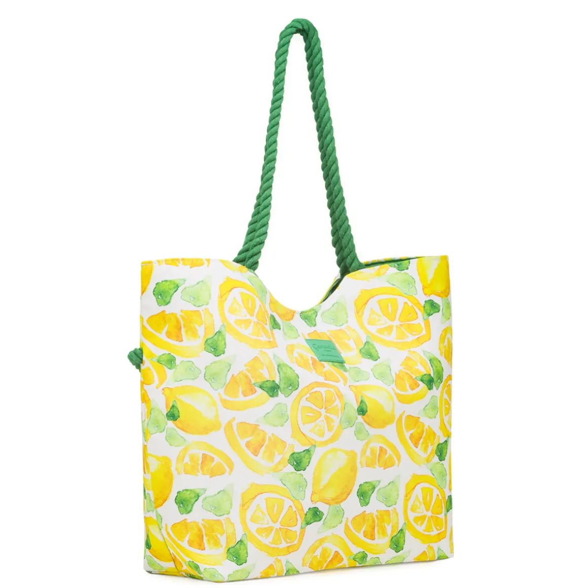 Borsa mare Donna con stampa limoni e manici in corda Camomilla Milano