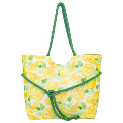 Borsa mare Donna con stampa limoni e manici in corda Camomilla Milano