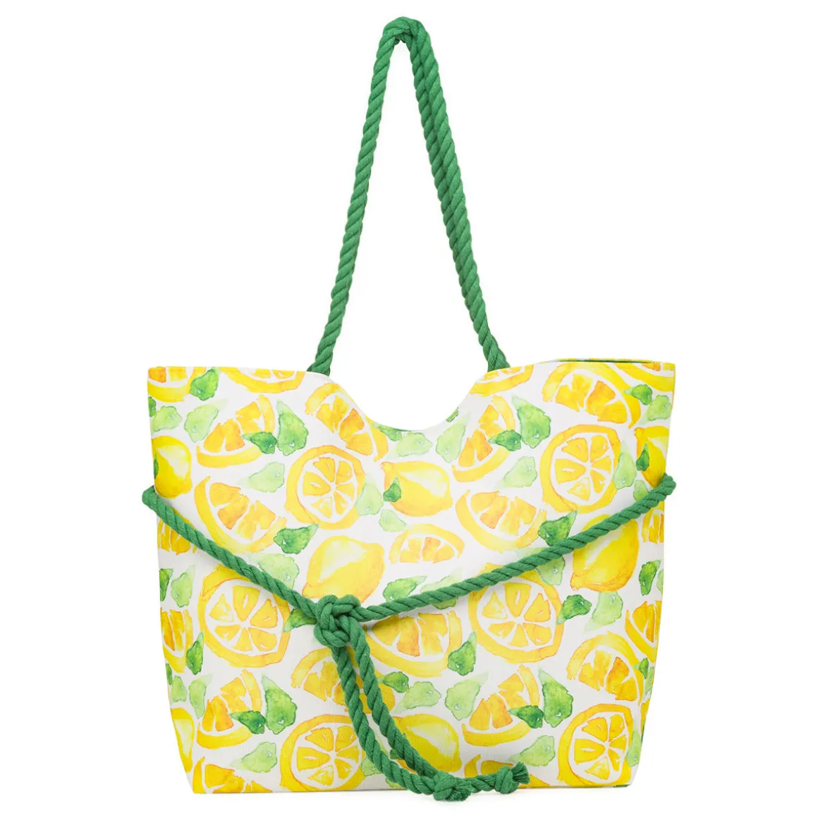 Borsa mare Donna con stampa limoni e manici in corda Camomilla Milano