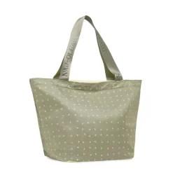 Borsa mare Donna khaki con stampa palme e spallacci logati Naj Oleari