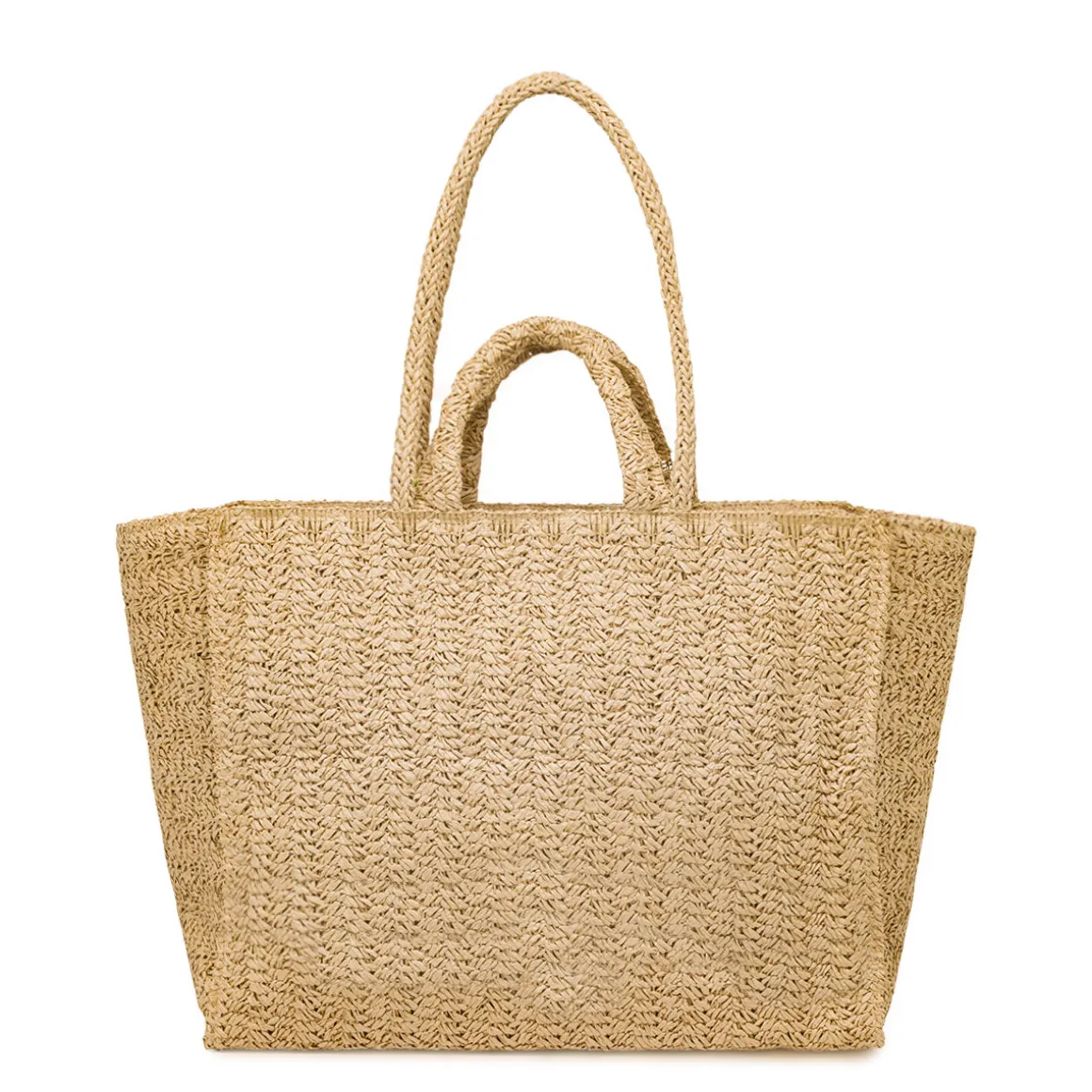 Borsa mare effetto rafia da Donna beige con ricamo fragole Naj Oleari