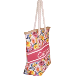 Borsa mare fucsia con fantasia floreale da Donna Camomilla Milano