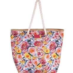Borsa mare fucsia con fantasia floreale da Donna Camomilla Milano
