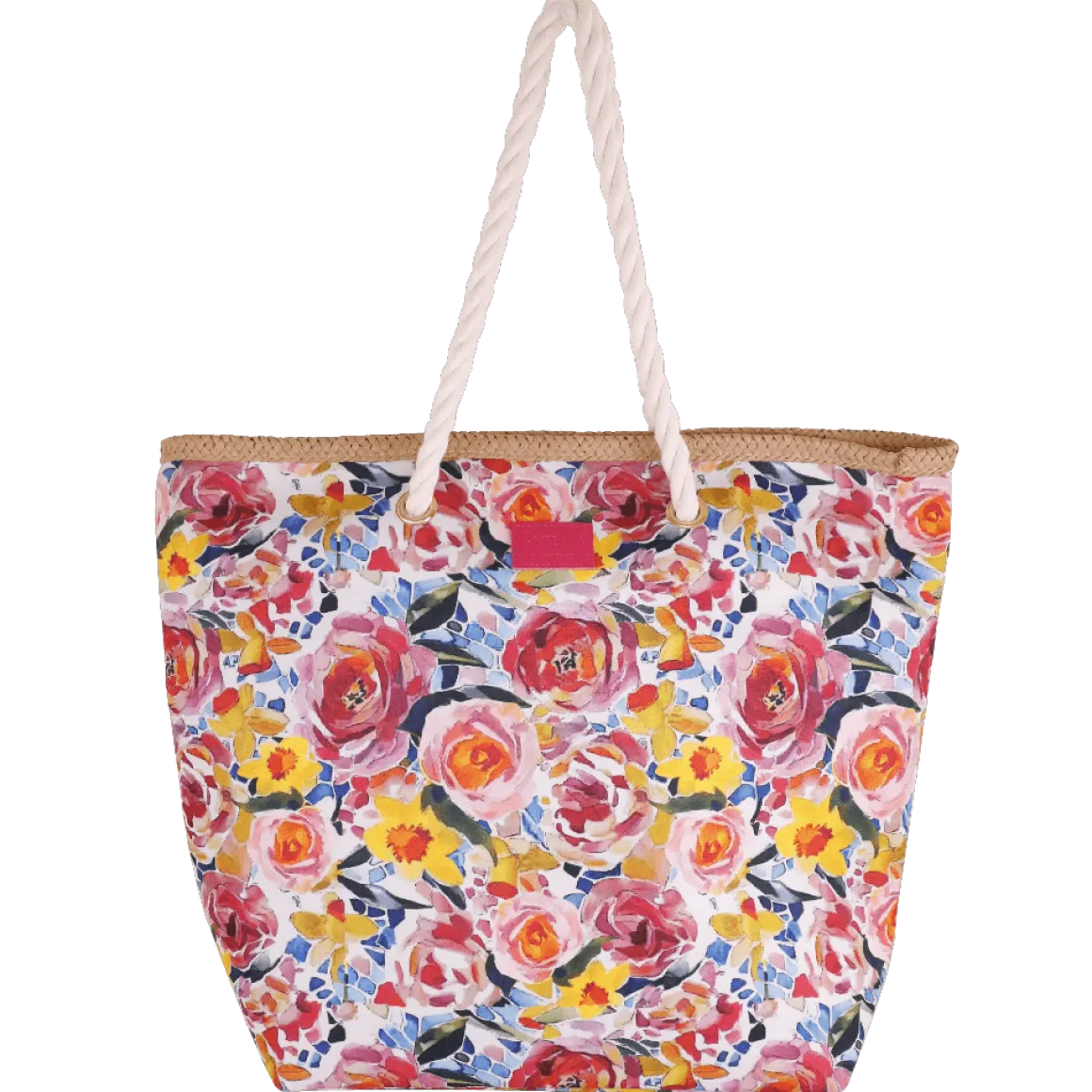 Borsa mare fucsia con fantasia floreale da Donna Camomilla Milano