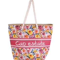 Borsa mare fucsia con fantasia floreale da Donna Camomilla Milano