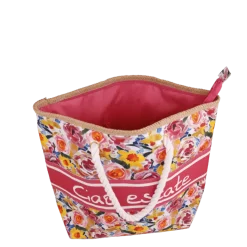 Borsa mare fucsia con fantasia floreale da Donna Camomilla Milano