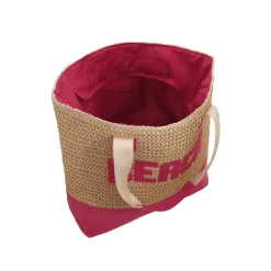 Borsa mare fucsia effetto rafia da Donna con scritta BEACH Camomilla Milano