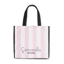 Borsa Mare in Tessuto Camomilla Milano Donna a Righe rosa e bianco