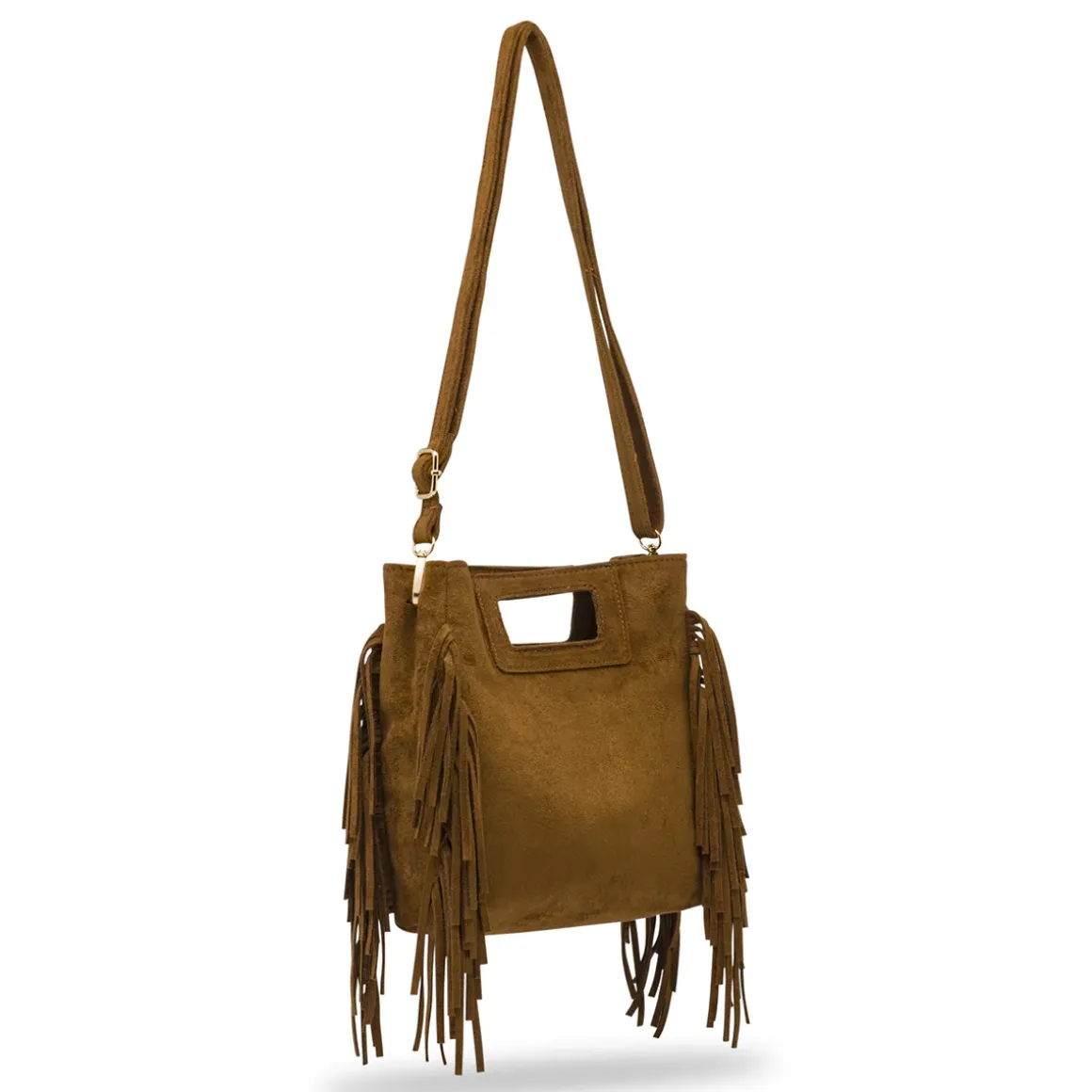 Borsa marrone da Donna con frange effetto scamosciato Lora Ferres