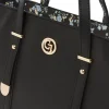 Borsa nera da Donna con dettagli fiori e trama saffiano Carrera Jeans