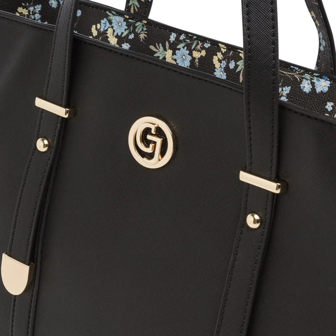 Borsa nera da Donna con dettagli fiori e trama saffiano Carrera Jeans