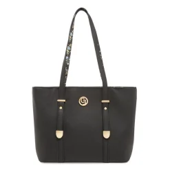Borsa nera da Donna con dettagli fiori e trama saffiano Carrera Jeans