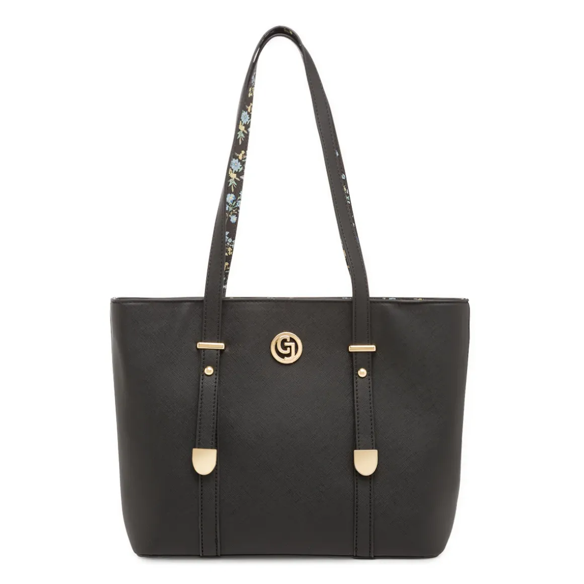 Borsa nera da Donna con dettagli fiori e trama saffiano Carrera Jeans
