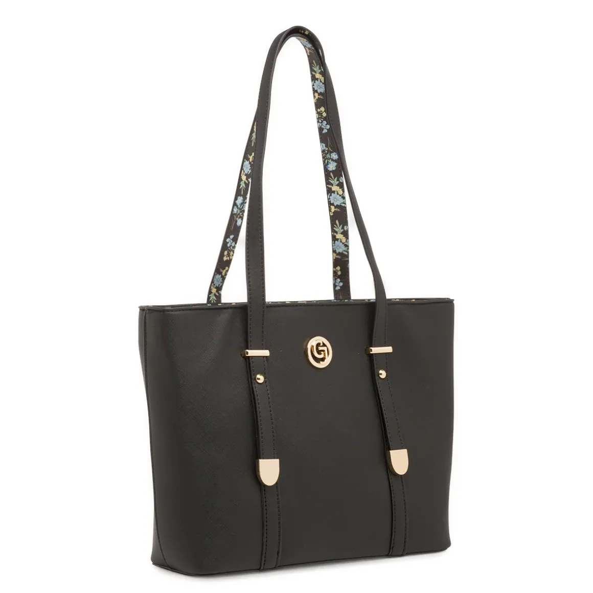 Borsa nera da Donna con dettagli fiori e trama saffiano Carrera Jeans