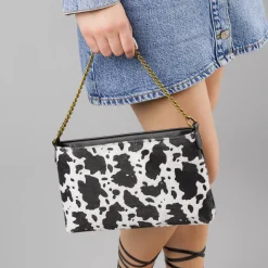 Borsa Pochette Bianca da Donna con stampa animalier Lora Ferres