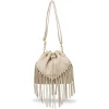 Borsa secchiello Beige da Donna con frange Lora Ferres