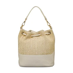 Borsa secchiello da Donna beige effetto paglia Lora Ferres