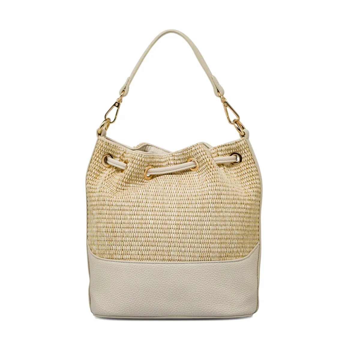 Borsa secchiello da Donna beige effetto paglia Lora Ferres