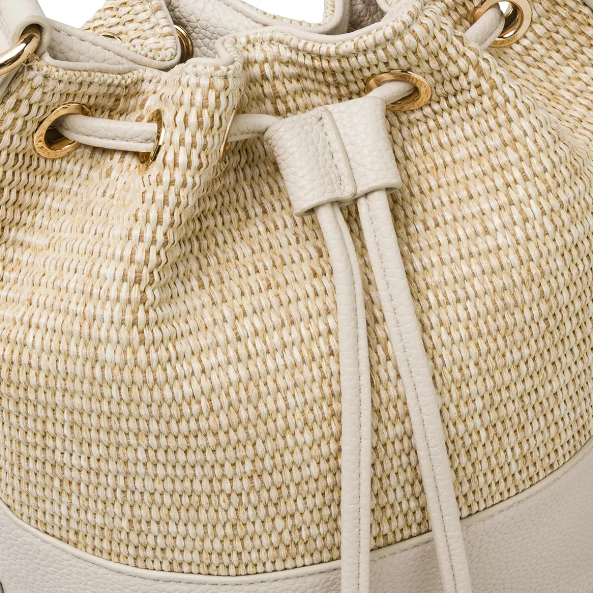 Borsa secchiello da Donna beige effetto paglia Lora Ferres